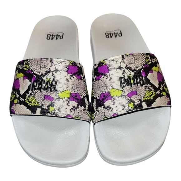 P448 Super Water Resistant Slide Sandals white/Purple Made in Italy Size 38 - Picture 4 of 7